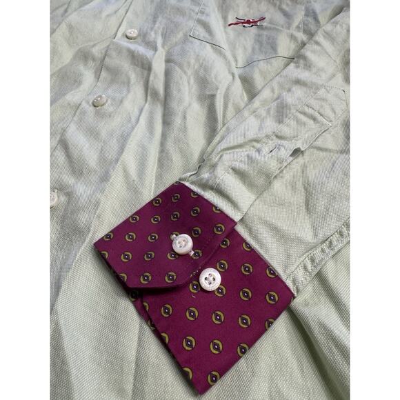 Oxford Hounds Luxury Mint Green Pink Collar Button Up Shirt Men’s Size Medium - Picture 2 of 7